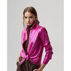 NEW LANHTROPY san marino metallic top in fuchsia